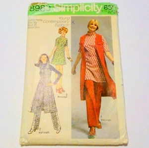 Vtg Simplicity Sewing Pattern 8980 Mini Dress Midi Vest Pants Size 9JP 1970 - Picture 1 of 2