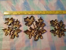 Solid Brass Floral Wall Decor 3 Sculpted Branches 4 Grapevine Leaves 7.5 6.5 5.5