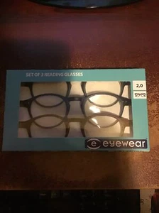 EYEWEAR SET OF 3 READING GLASSES +2.0 GLASSES BIRTHDAY / CHRISTMAS - Picture 1 of 1