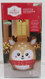 Holiday Time 3.5 FT Tall Festive Reindeer Airblown Inflatable Christmas - Picture 1 of 4