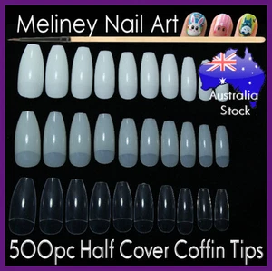 500Pc Half Cover Coffin Nail Tips False Art Acrylic Long salon supplies beauty - Picture 1 of 10