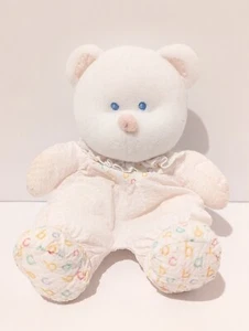Vintage ABC White Teddy Bear Baby Soft Plush Stuffed Animal Toy Small - Picture 1 of 10