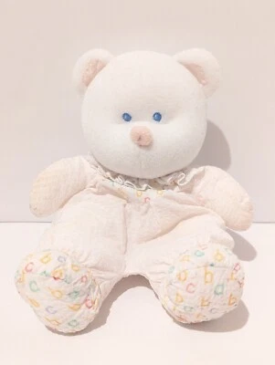 Vintage ABC White Teddy Bear Baby Soft Plush Stuffed Animal Toy Small - Image 1 of 4