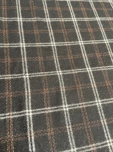 Black Plaid Suiting Fabric By The Yard Wool/Poly Blend Industry Deadstock Goth - Picture 1 of 5