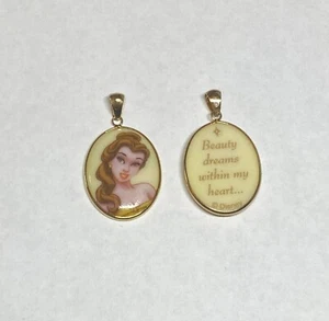 14KT GOLD DISNEY PRINCESS BELLE PORZELLAN ANHÄNGER - Bild 1 von 5
