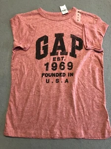 Gap T-Shirt Youth Girl's Extra Large New Pink Heather Logo Casual Graphic Tee - Picture 1 of 4