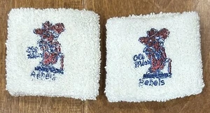 Fasce da polso/sudore vintage Ole Miss Rebels panno Terri bianco con colonnello Reb - Foto 1 di 4