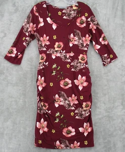 Loveapella Dress Womens Large Maternity Floral Cottage Bodycon Stretch Knit Red - Picture 1 of 10