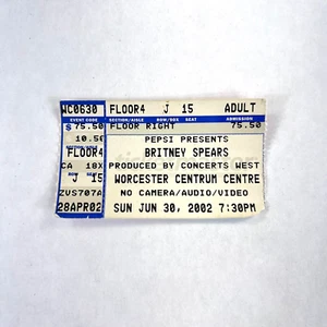 BRITNEY SPEARS Konzertkarte Stub Worcester MA 30. Juni 2002 Centrum Centre - Bild 1 von 3
