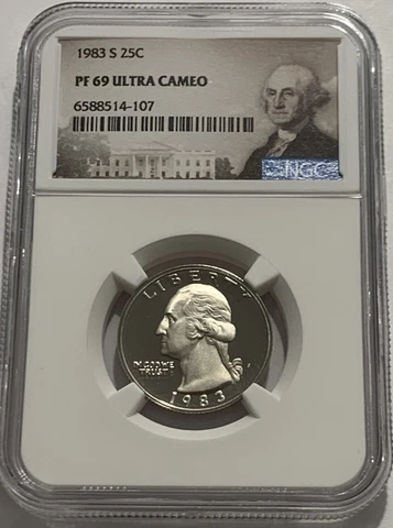 1983 S NGC PF69 ULTRA CAMEO CLAD PROOF WASHINGTON QUARTER 25C PORTRAIT LABEL Cover