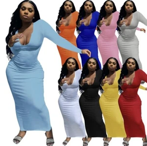 Womens Long Sleeve Dress (All Colors Available S-3XL) - Picture 1 of 3