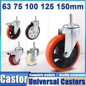 63 to 150 mm PVC/PP Trolley Swivel Universal Casters Furniture Caster With Screw - Picture 1 of 41