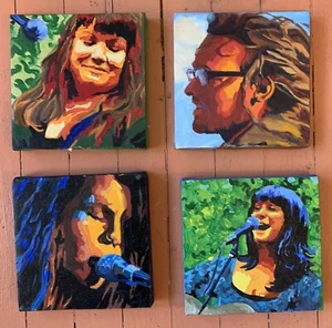 Musiker/Sänger 6x6 gewickelt Leinwand Impressionismus Orig Öl Margaret Aycock - Bild 1 von 12