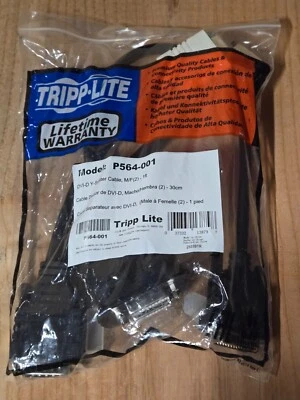 New Tripp Lite P574-001 1' Dual VGA Y-Splitter Cable-DMS59/Male to (2) Female - Image 1 of 4