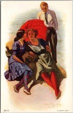 1910s Artist-Signed ALFRED JAMES DEWEY Postcard "SHUT OUT" Base Ball Series #222