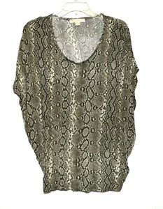 Michael Kors grau Schlangenmuster U-Ausschnitt Viskose Damen transparent Pullover Top Größe XL - Bild 1 von 6