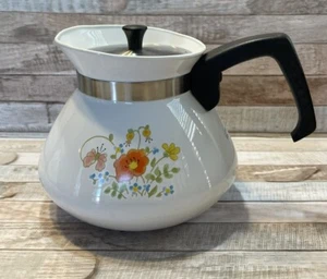CorningWare WILDFLOWERS Flower 6 Cup Teapot Corelle Mid Century Mod Stovetop - Picture 1 of 7