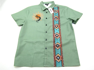 Ouku Shirt Mens Large Button Down Southwestern Aztec Kokopelli Western NWT - Image 1 of 4