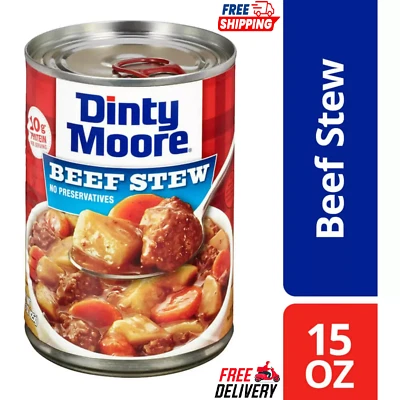 DINTY MOORE Beef Stew, Shelf Stable, 15 Oz Steel Can (Pack of 3) 10 g of Protein