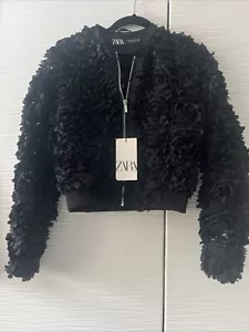 ZARA TEXTURED FABRIC JACKET BLACK ROUND NECK NEW SS24-25SIZES XS REF. 6318/029 - Picture 1 of 13