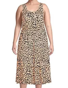 Terra And Sky Women's Leopard Print Tiered Midi Dress Plus Size 4X - Picture 1 of 7