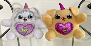 2 Zuru Rainbocorns 4" Peluche ~ Gris y Blanco Puppycorn Guisantes en una Cápsula Corazón (CD) - Imagen 1 de 4
