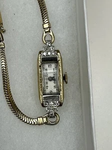 BULOVA rare Antique Women’s Watch. Gold Filled With 12 Large Diamonds. GF Band - Picture 1 of 8
