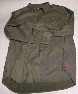 New Wrangler Men's XL Shirt Khaki Green Cotton Blend Button Down Long Sleeve - Picture 1 of 4
