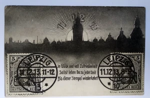 AK Leipzig - Anlasskarte zum 11.12.13 mit Silhouette v. Leipzig, gest. 11.12.13 - Bild 1 von 2