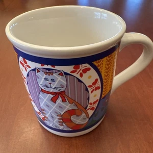 Vintage 1986 aktuelle Keramik bunte Kaliko Katze Kaffeebecher Japan - Bild 1 von 10