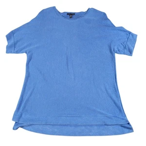 Eileen Fisher Tunic Sweater Short Dolman Sleeve Silk Coastal Relaxed Fit Blue XL - Picture 1 of 6