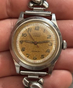 Orologio militare vintage 1940 epoca seconda guerra mondiale HIRCO A. HIRSCH 17 gioiello acciaio inox Francia - Foto 1 di 12