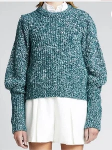 Maglione donna VERONICA BARBA Roopa misto lana manica a sbuffo verde petrolio piccolo - Foto 1 di 6