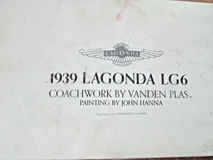 1939 Lagonda LG6 Poster from 1969 Automobile Quarterly Magazine, 19" x 24" - Imagen 1 de 2