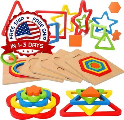 Juguetes Infantiles Didacticos Para Bebes Niños De Madera Regalos 1,2,3 Años NEW - Image 1 of 4