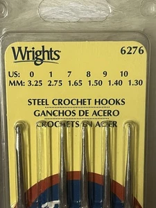 Wrights Boye Steel Crochet Hook Set Sizes 0 To 10 1.30mm to 3.25mm - Picture 1 of 3
