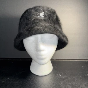 Vintage Kangol Furgora Bin Fluffy angora Hat Medium Women’s Black Panama-Cloche - Picture 1 of 7