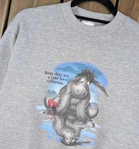 Eeyore Winnie Pooh Rainy Day Vintage Y2K Disney Store Crewneck Sweatshirt Small - Picture 1 of 7