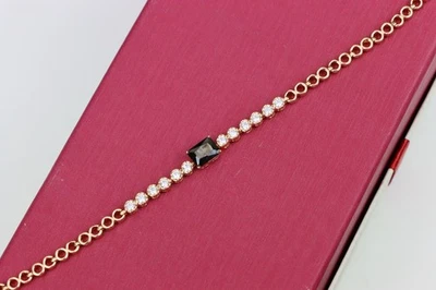 Brazalete amarillo chapado en oro con piedras blancas y negras, XPBL0630 Foto 1 de 4