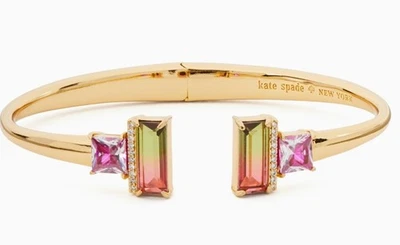 Brazalete Brazalete Brazalete Kate Spade Geo Gemas Bisagras + Bolsa Rosa para el Polvo Nuevo Foto 1 de 3