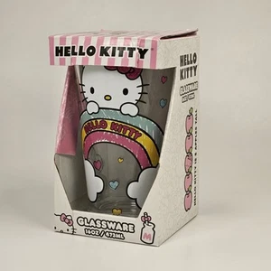 ❤️ 2024 Hello Kitty Coffee Mug Cup Clear Rainbow Sanrio 16oz Glass Brand New - Picture 1 of 6