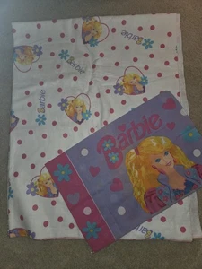 VINTAGE BARBIE 90s Twin Full Size Blanket Fleece Pillowcase Bedding 1992 Mattel - Picture 1 of 11