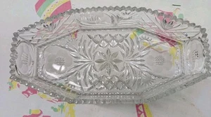 Vtg Heavy Cut Lead Crystal Bowl Sawtooth Edge Rectangle - Picture 1 of 17