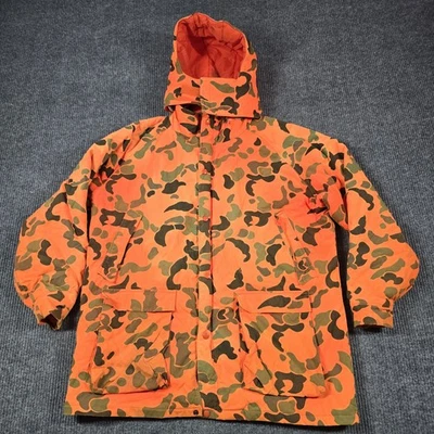 Vintage Woolrich Jacket Mens XL Blaze Orange Camo Parka Insulated Made USA 90s - Image 1 of 4