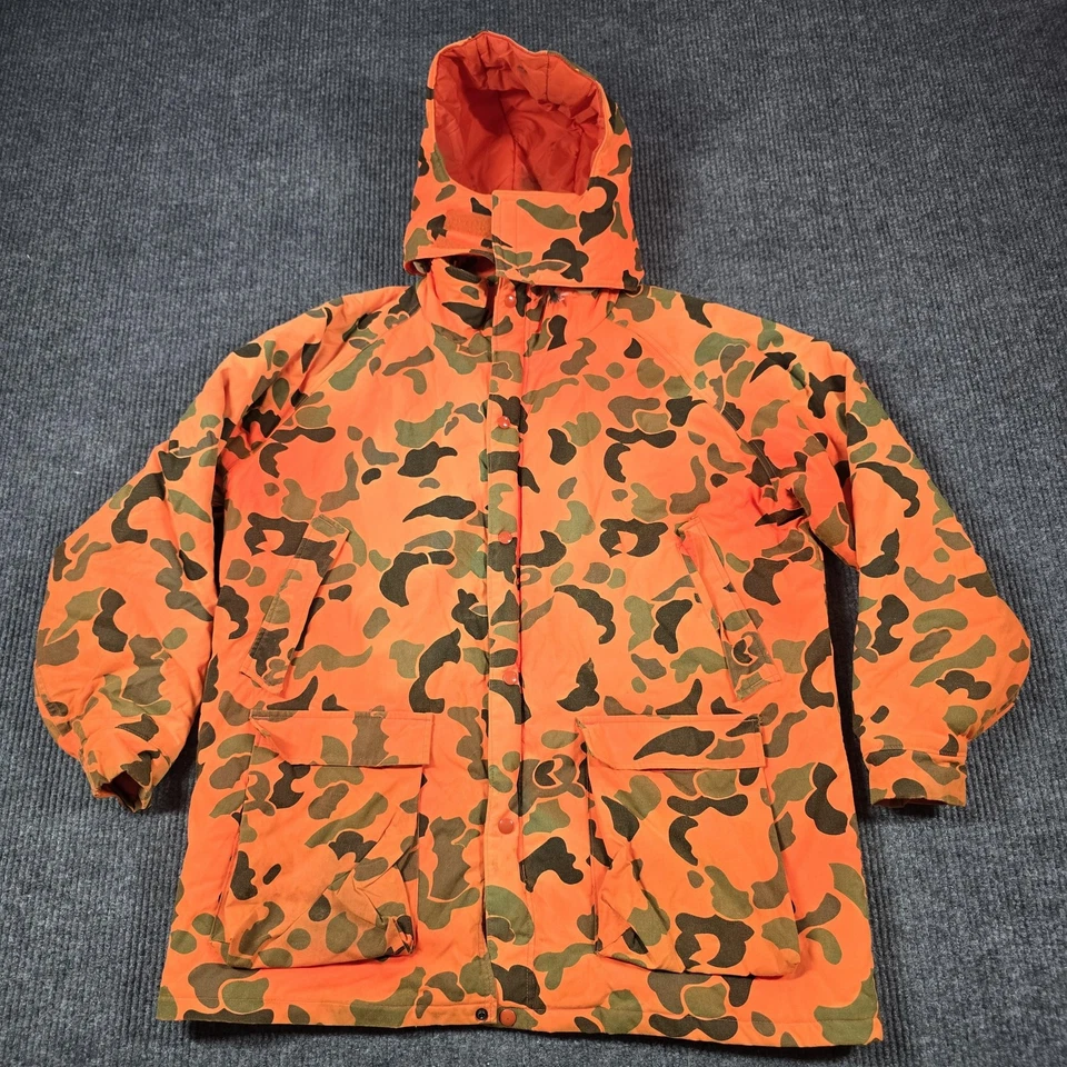Vintage Woolrich Jacket Mens XL Blaze Orange Camo Parka Insulated Made USA 90s - Image 1 of 4