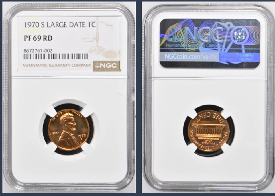 Lincoln Cent Proof 1970 S 1C Pr69 Pf69 PCGS Mirror Fields fecha grande Foto 1 de 1