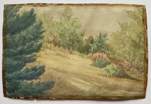 Antik Impressionismus Wald Stonewall New England Landschaft Aquarell Gemälde - Bild 1 von 14