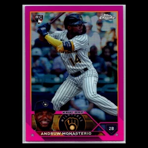 2023 Topps Chrome Update - #USC177 Andruw Monasterio RC Pink Refractor - Brewers - Picture 1 of 2