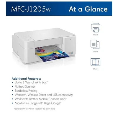 Brother MFC-J1205W Wireless Multi-Function Color Inkjet Printer - Image 1 of 2