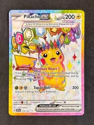 Pokemon - Pikachu EX Surging Sparks # 219/191 Near Mint Condition Full Art NM - Image 1 of 2